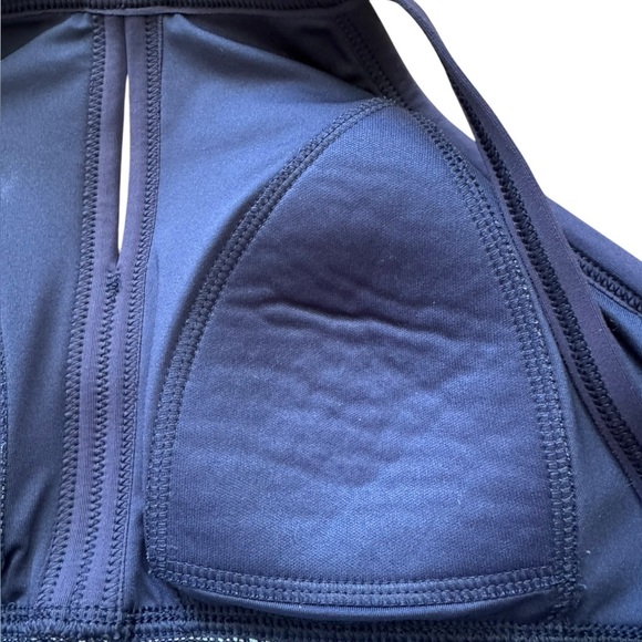 Lands End Womens Keyhole High Neck Tankini Top Deep Sea swimsuit pool beach 4P - Picture 5 of 9